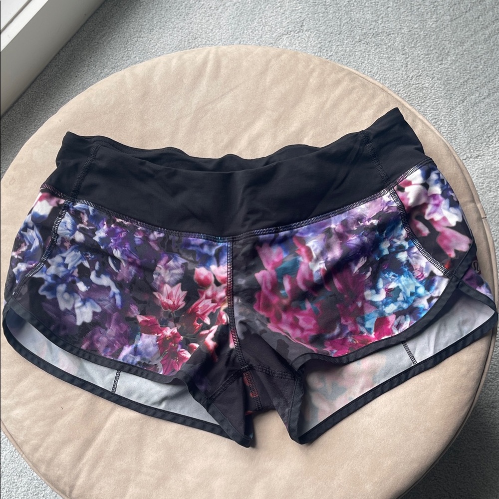 lululemon athletica Floral Athletic Shorts - Black, Purple, Blue